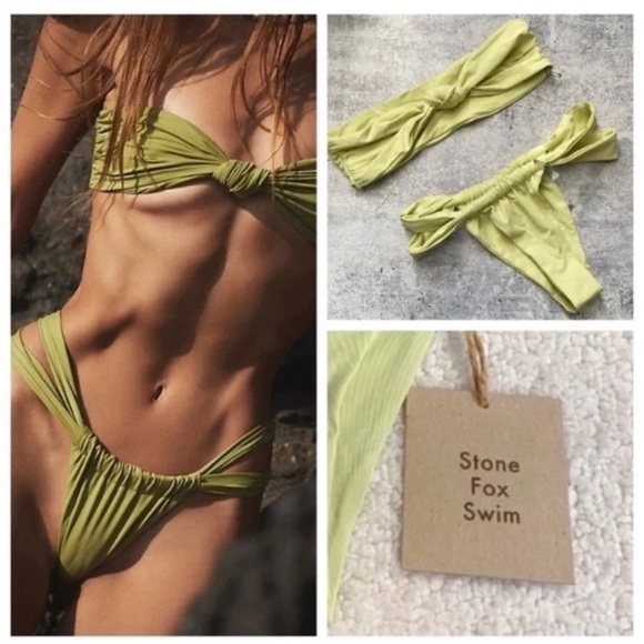 Stone Fox Swim Other - NEW! Set! Stone Fox Swim x Free People Bijou Lele bikini green 14620